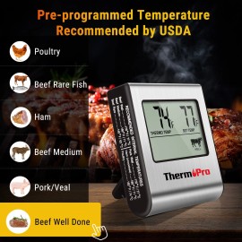 ThermoPro TP-16 Large LCD Digital Cooking Food Meat Smoker Oven Kitchen BBQ G...