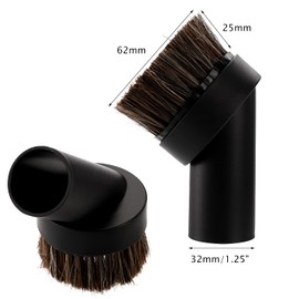 WUWEOT 6 Pack 1.25" (32mm) Vacuum Cleaner Brush Round Dust Brush, 25mm Horse Hair Vacuum Cleaner Attachment Replacement, Black Brush for Most Brand Accepting