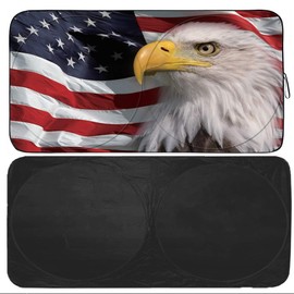 Gven Windshield Sun Shade for Car Front Window Cover Sunshades Visor Automotive Sun Shield for Full-Size Sedan & SUV, Mid-Size SUV, Sports Cars Mid-Size Pickup Truck Car Accessories (Flag, L)