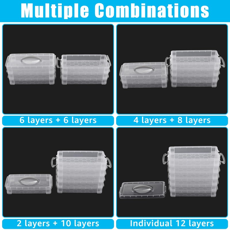 MUXHEL 2PCS 6 Tier Plastic Pencil Box Clear Pen Storage