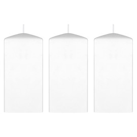 Mega Candles 3 pcs Unscented Dome Top Square White Pillar Candles, Low Cost Single Use Event Wax Candle 3 Inch x 6 Inch, Wedding, Birthdays, Parties, Celebrations, Florists, Prayers, Vigils, Church