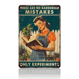 PEACHGARDEN Garden Vintage Tin Sign Metal Signs There are No Gardening Mistakes Signs for Garden Decor Fence Patio Yard Farm Lawn Decoration Sign 8x12inch