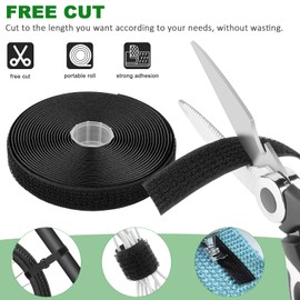 Moyisea 1''x20ft Hook and Loop Straps with 30 Buckles, Adjustable Cable Straps, Free Cut Length, Reusable Nylon Securing Cord Ties for Organizer or Storage, 1in Wide, Black