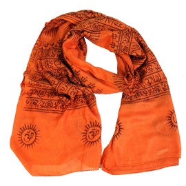 GURU SHOP Thin Baba Scarf, Benares Lunghi, Men/Women, Pink, Synthetic, Size: One Size, orange
