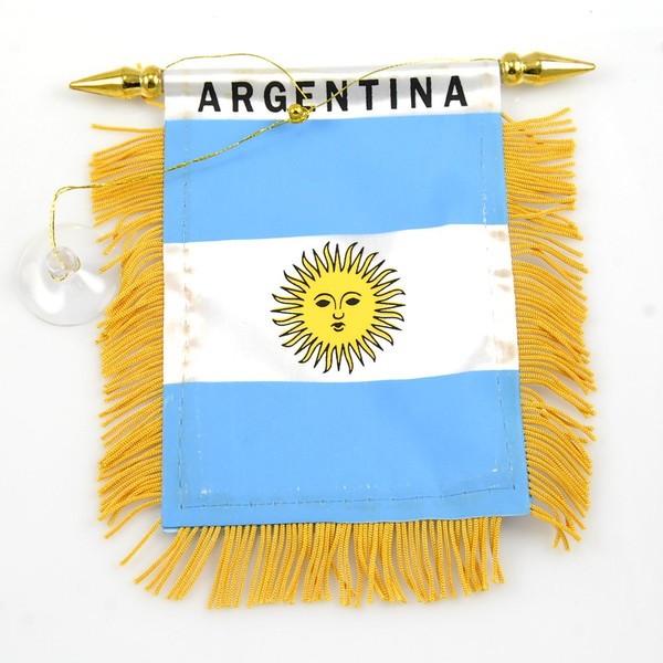 Mini Banner Argentina Auto Mirror 4"x6" Flag