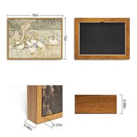 Roslynity Framed Canvas Wall Art Vintage Print Paintings Ducks Nursery Abstract Animal Drawing Country Retro Aesthetic Artwork for Home Living Room Bathroom Farmhouse Wall Decor (12"x16")