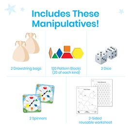 hand2mind Pattern Blocks Pop-Up Learning Activity Center, Create and Play Pattern Blocks, Foam Shapes, 3D Shapes Manipulatives, Geometric Shapes for Kids, Learning Shapes for Kindergarten