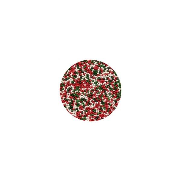 Red, Green, White Non-Pareils - 4 oz - Christmas Sprinkles