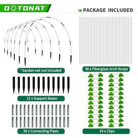 Kit de aros de jardín de 8 pies para túnel de cultivo - Marco de fibra de vidrio libre de óxido para camas elevadas, 36 piezas - Soporte para plantas DIY para malla de jardín, cubiertas de