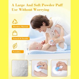 Large Powder Puff with Dusting Container/Body Powder Puff and Container for Home & Travel Use/Bouffée de poudre(Purple Flowers)