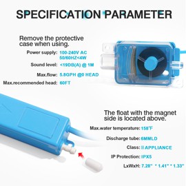 Mini Split Condensate Pump, Small Automatic Silent Condensation Drain Removal Pump for HVAC, Air Conditioning, Dehumidifier, Furnance, 100-240V, 50/60Hz, Self Priming Device