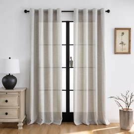 Melodieux Natural Linenlook Curtains Eyelet for Bedroom Living Room, 66 x 90 Drop