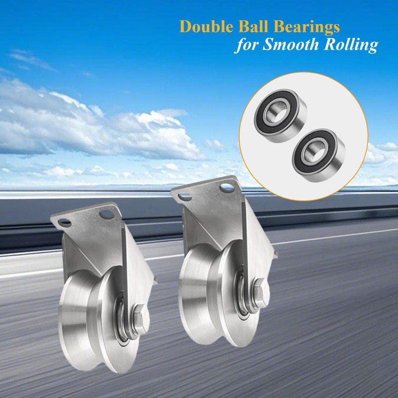 Pulley Wheel Stainless Steel V Groove Plate Casters Heavy Duty
