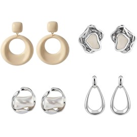 Juego de 4 pares de aretes de aleacin acrlica, diseo de nicho para mujer, aretes retro Y2K y minimalistas multiestilo, imprescindibles para uso diario, viajes, fiestas, regalo de Navidad