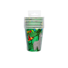 PD-Party: Paper Cups in Jungle Design, Pack of 8, Party Tableware for Any Birthday, Celebration or Party, Disposable Cups for Boys and Girls, Party Cups for Children's Birthdays, 7.5 x 7.5 x 9 cm