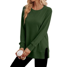 Saloogoe Christmas Sweatshirt for Women Long Sleeve Fall Shirts Trendy Tunic Tops for Leggings Green M