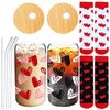 Domensi Domensi 2 Sets Valentine's Day Glass Cups with Hearts