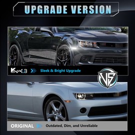 VANKUB LED Side Marker Lights Clear Lens for Chevy Camaro 2010 2011 2012 2013 2014 2015, 5th Gen Camaro White Front Rear Bumper Fender Marker Lamps Turn Signal, Side Marker Reflectors Lights, 4 PCS