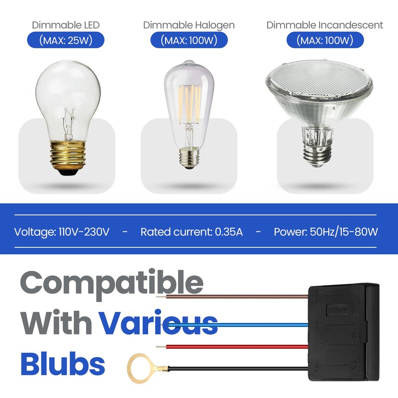 3 Way Touch Sensor Dimmer, Control Module Replacement, 3-Level Light