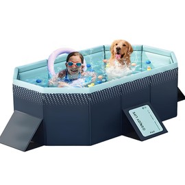 Foldable Swimming Pool with Sturdy Square Design Medium 68" L 47.5" W 18.5" D Portable Kids & Pet Bathtub with Reinforced Sidewalls Easy Setup for Outdoor Backyard Garden