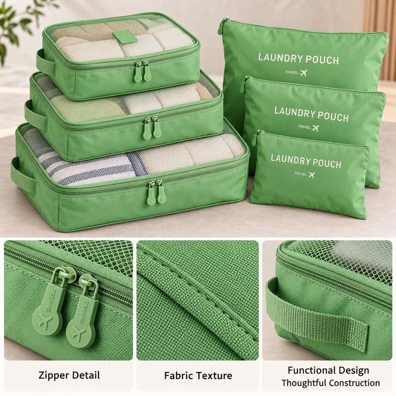 6-Piece Travel Packing Cubes for Luggage Organization – Waterproof Zippered