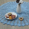 kilofly Handmade Crochet Cotton Lace Table Sofa Doily, Waterlily, Blue,
