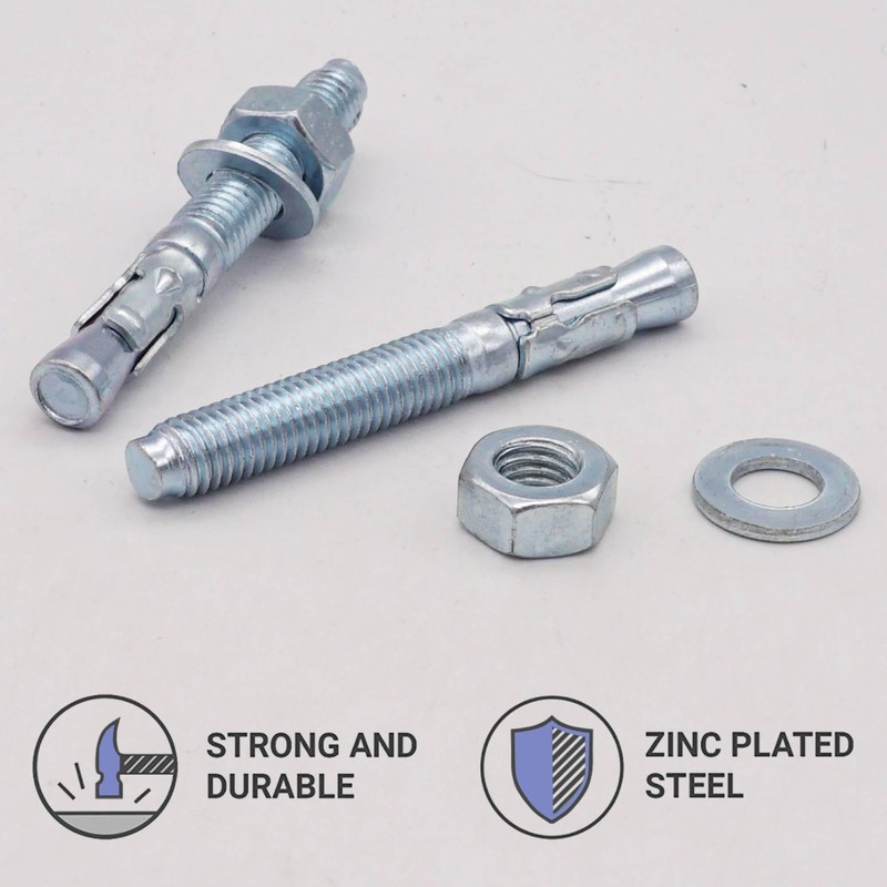 SKIR'CO (4 pcs) Zinc Plated Wedge Anchors M10 x 80