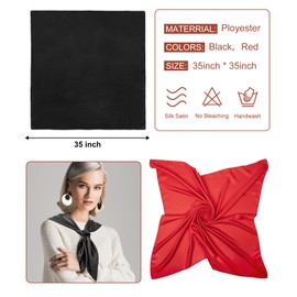 Senker Fashion 35" Women Satin Square Head Scarf, Pirate Accessories Silk Scarf Bandana for Hair Wrapping and Sleeping