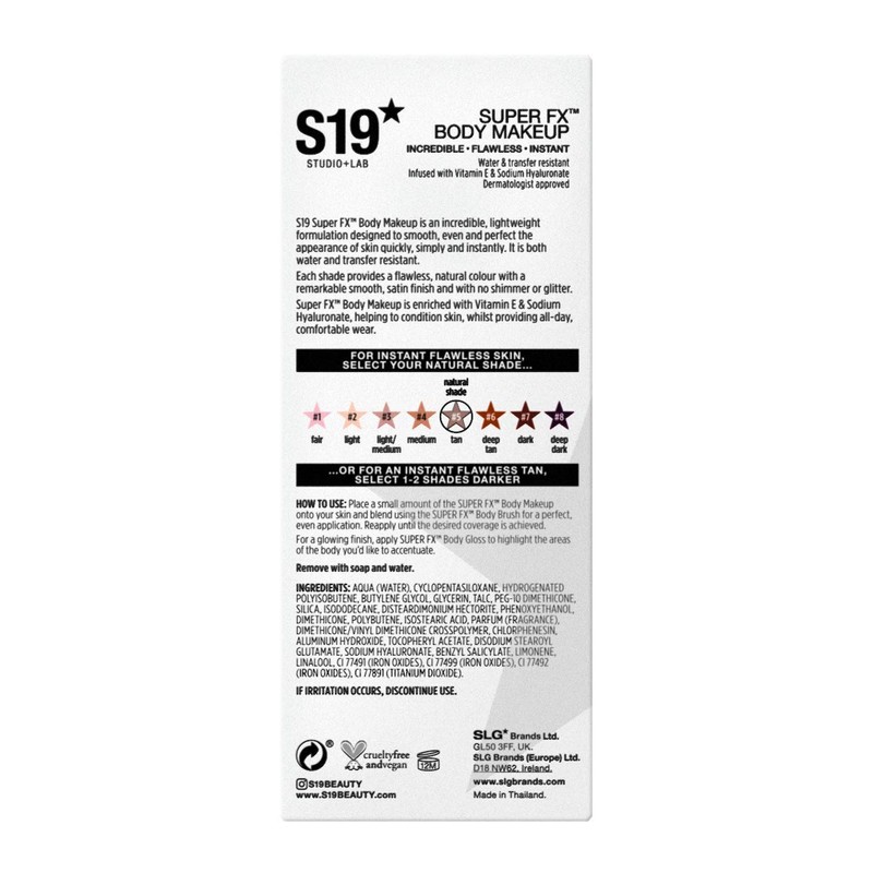 S19 SUPER FX Body Makeup, TAN - Smoothes & Evens