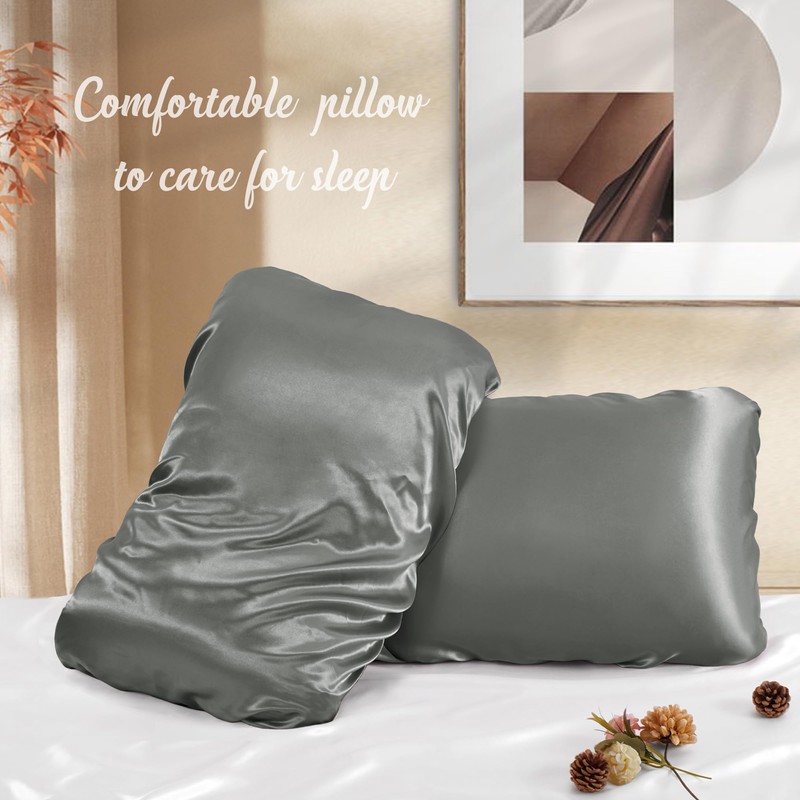 Manyshofu Satin Pillowcases for Hair Protection - 1Pcs Grey Pillow
