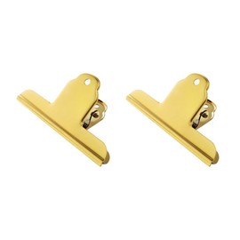 Pack of 2 Large Sealing Clips, 100 mm Stainless Steel Food Clip Metal Clips Paper Clips for Home Kitchen Office School (Gold)