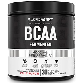 Jacked Factory Polvo de BCAA (fermentado) 6 g de suplemento de aminocidos esenciales de cadena ramificada para mejorar la recuperacin muscular,...    