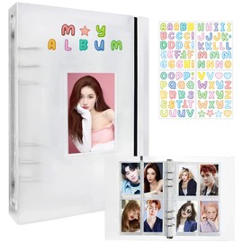 Photocard Binder A5 Kpop Photocard Holder Book, 200 Pockets Kpop Photocard Binder, Refillable A5 6 Rings Binder Kpop Photo Card Binder Photocard Album with DIY Letter Sticker (Clear B- 200 Pockets)