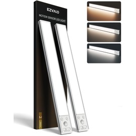 EZVALO 134 LED Under Cabinet Lights, 4000mAh Rechargeable Motion Sensor Light Indoor, Dimmable Magnetic Closet Lights with 3 Color Temps, Wireless Under Counter Lights for Kitchen, Stair (2 Pack)