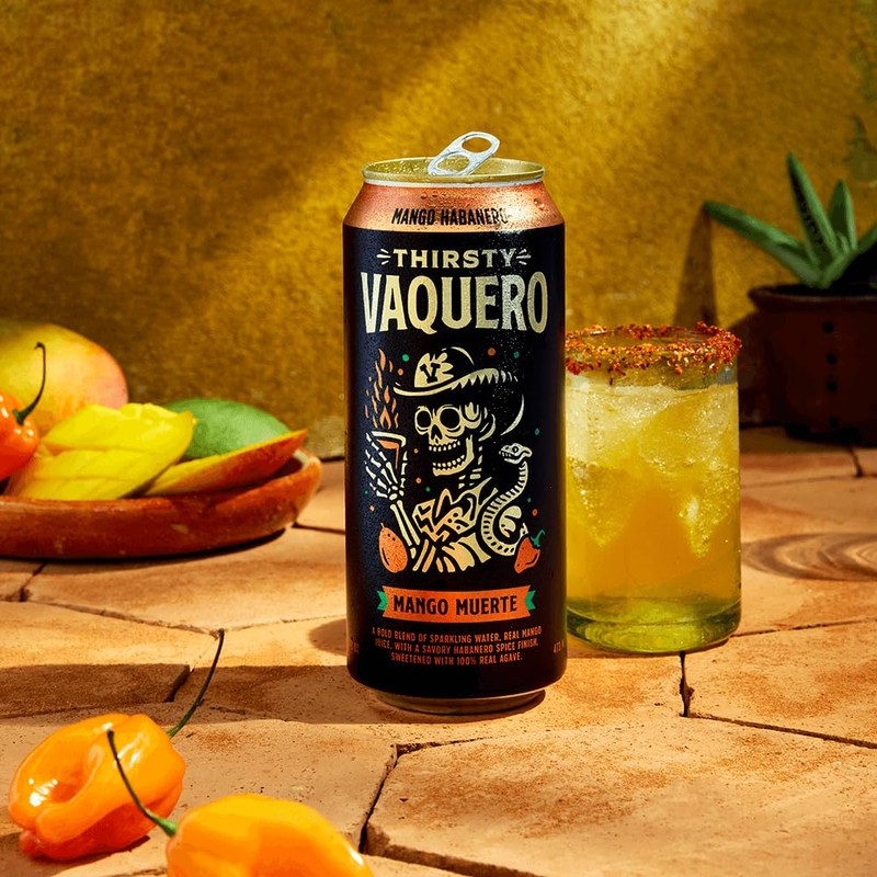Thirsty Vaquero, Mango Habanero Flavored soda (Mango Muerte), Mexican-inspired soda,