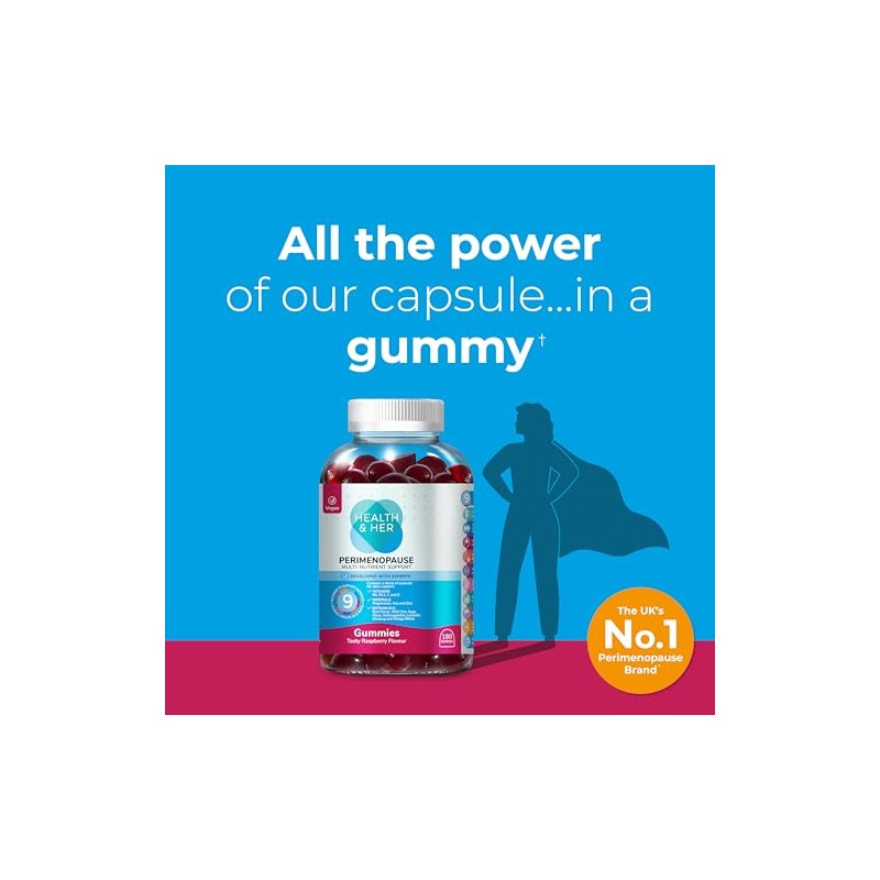 Health & Her Perimenopause Raspberry Gummies, Vegan, 30 Day Supply