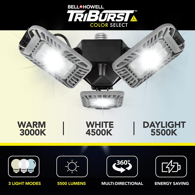 Bell+Howell Triburst Color Select LED Garage Light, 5500 Lumen 3000k/4500k/5500k