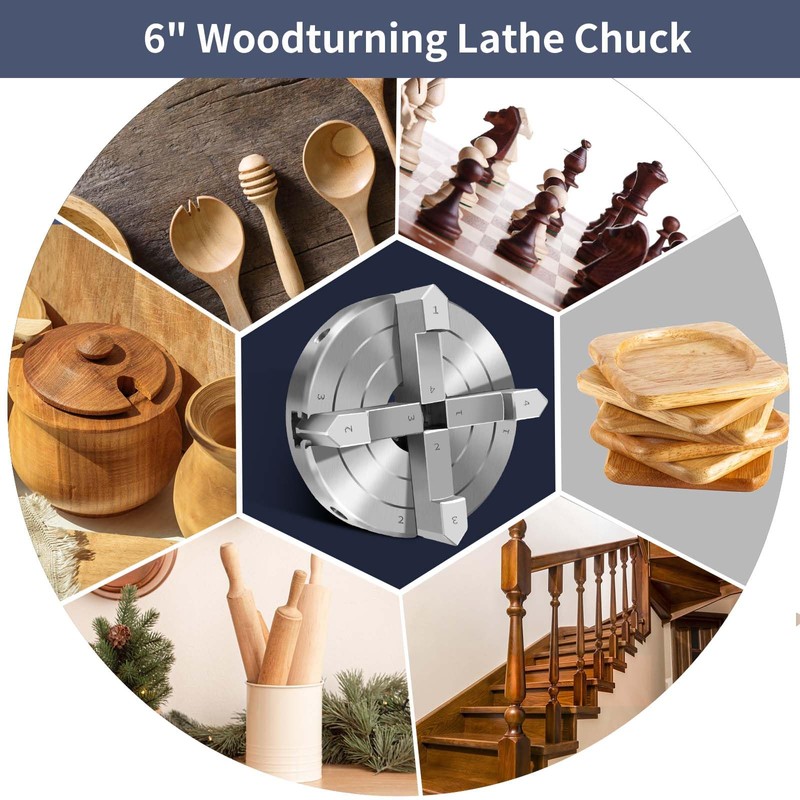 NNBWKIXI 4 Inch Wood Lathe Chuck Set 4 Jaws Self-Centering