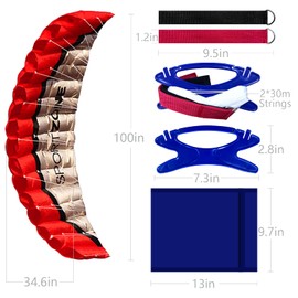 Touch the sky 100 inch Double-Line Stunt Soft Parafoil Kite with Hand Strap for Children and Adults. Excellent Outdoor Games and Activity Toy, Suitable for Advanced and Enthusiasts.