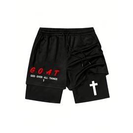 Goat God Over All Things Shorts Men God Over All Things Christian Track Shorts