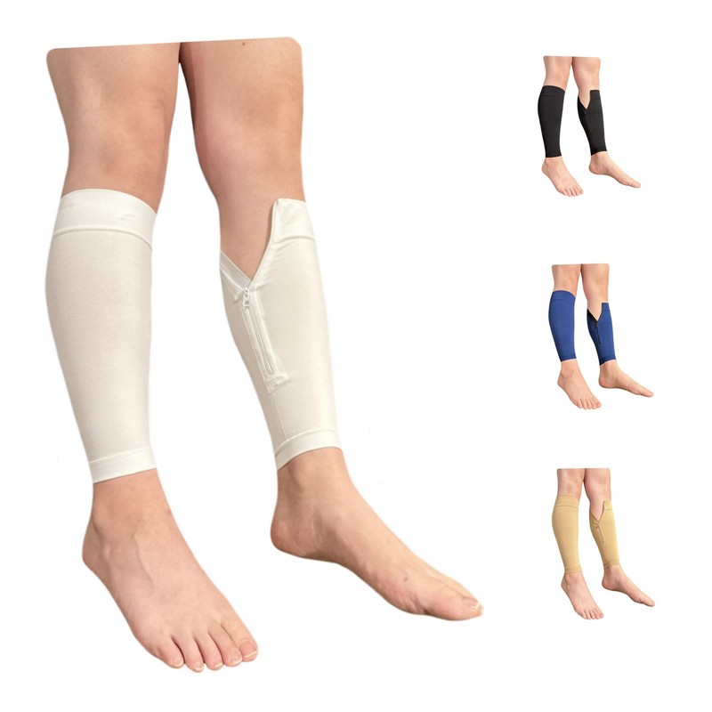 Ziperior Inside Leg 20-30 mmHg Compression Shin Calf No Foot
