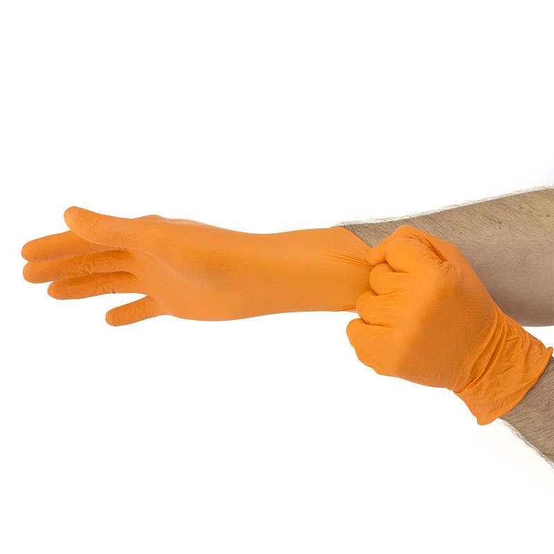 COPPERHEAD Orange Nitrile Gloves, 8 mil, Diamond Texture, CASE 1000