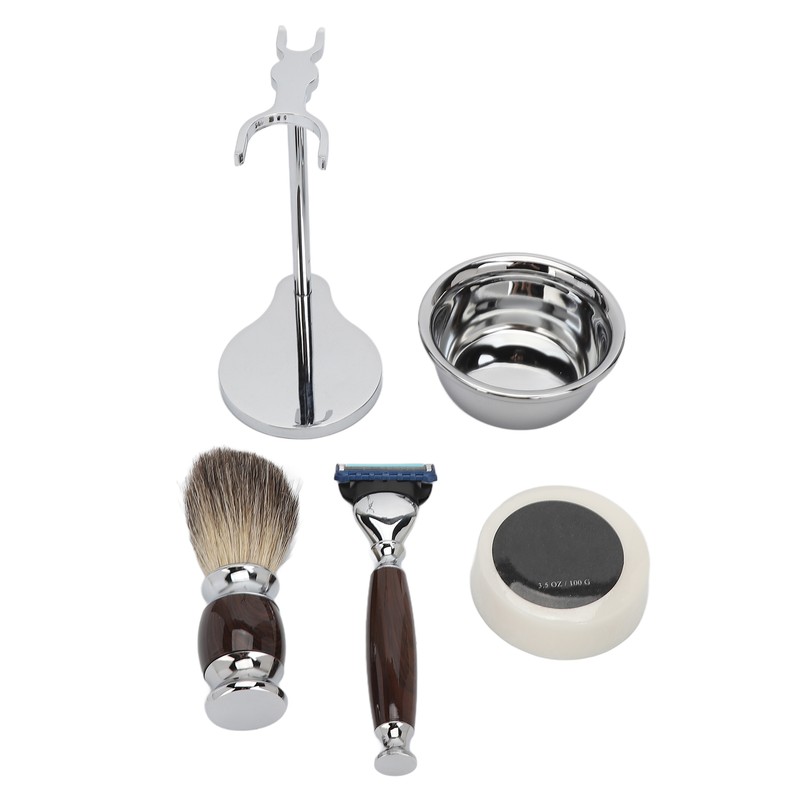 Men Manual Trimmer Kit Trimming Soap Bowl Stand Beard Brush