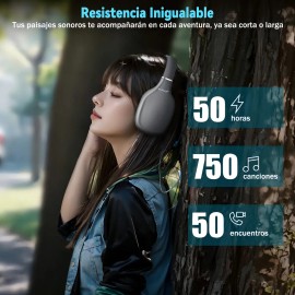Audfonos Inalmbricos Diadema Bluetooth De Ruido Auriculares Bluetooth 5.4 Kuiiyer Gamer Audfonos Batera 600mah Color Plateado                         