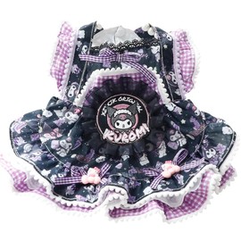 AZA Dog Princess Dresses Kuromi for Small Dogs Lolita Clothes Goth Lace Costume Pet Girl Cute Coat Outfits Fall Costumes (S,Black)