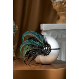 BABEYOND Vintage 1920s Flapper Headband Roaring 20s Great Gatsby Headpiece (Green)