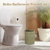 hardcometrue Boho Wicker Trash Can with Lid,Waterproof Bathroom Trash Can