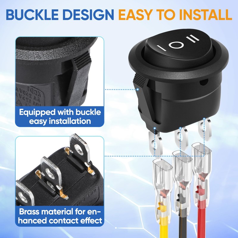 XINYIELE 12 Volt 3 Way Round Rocker Switch,3 Position ON/Off/ON
