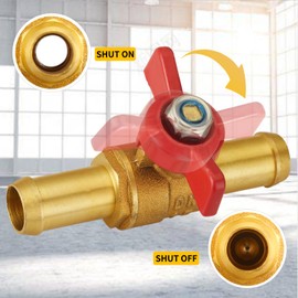 Metalwork Brass 5/8" Barb Valve W/Red Butterfly handle, High Temperature Resistance, 1 Pc