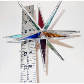 Multi Colored Star, Moravian Stained Glass Star or Tree Topper in Two Sizes
